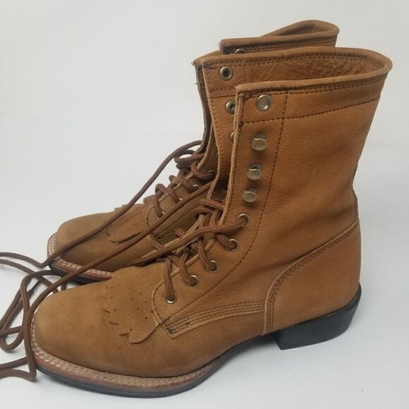 Tannish Brown ACME Leather Lace Up Boots for Women. SIZE 6M. Good condition. - Picture 5 of 16
